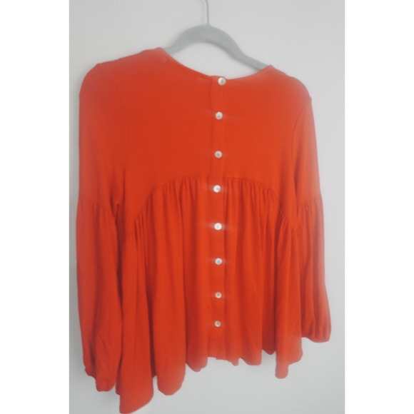 Eri‎ + Ali Anthropologie Red Button Back Blouse XS Boho Swingy Tunic Top - Picture 3 of 8